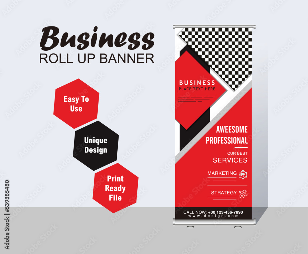 Modern design rolled up banner for business marketing Modern design rolled up banner for business marketing