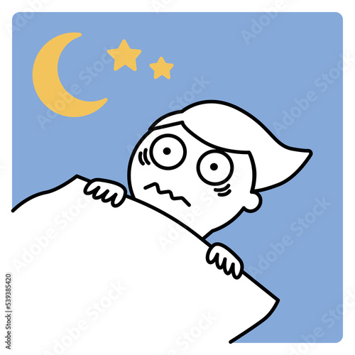 Vector illustration of a person who cannot sleep at night.