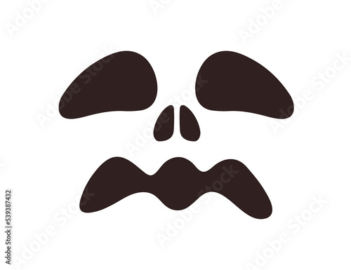 Spooky creepy face silhouette stencil for Halloween. Scary evil character wit...
