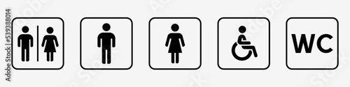 WC symbols set. WC icons. Bathroom symbol. Toilet icon. Bathroom signs vector