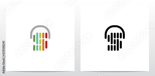 Vertical Lines Headphone Letter Logo Design S