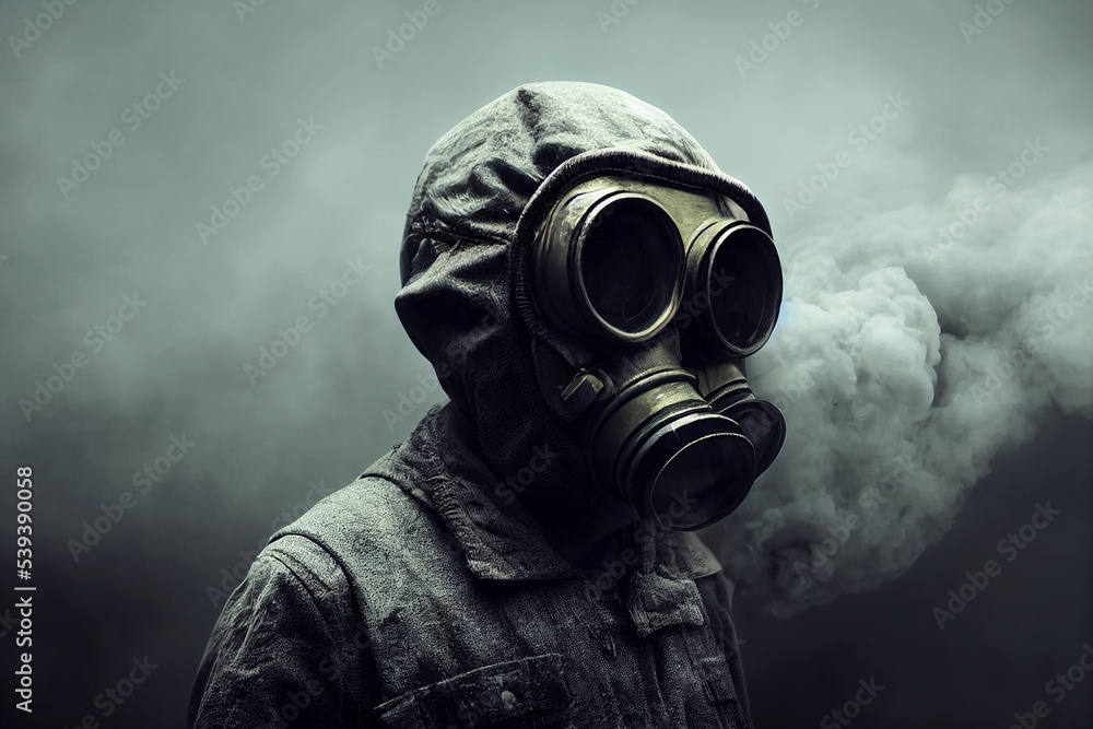 man with gas mask in apocalyptic post war scene 3d illustration man with gas mask in apocalyptic post war scene 3d illustration