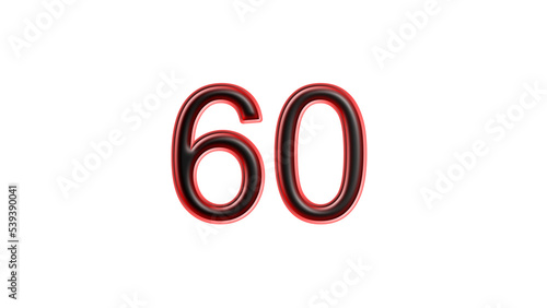red 60 number 3d effect white background