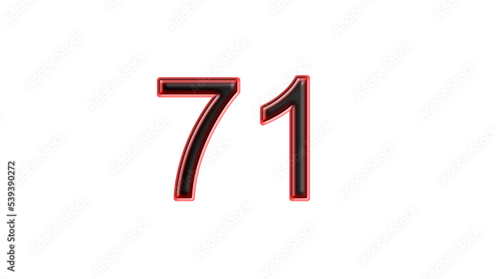 Obraz premium red 71 number 3d effect white background