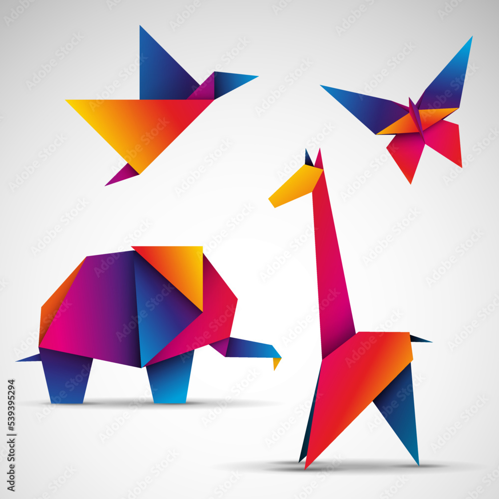 Zwierzęta origami wektor - obrazy, fototapety, plakaty 