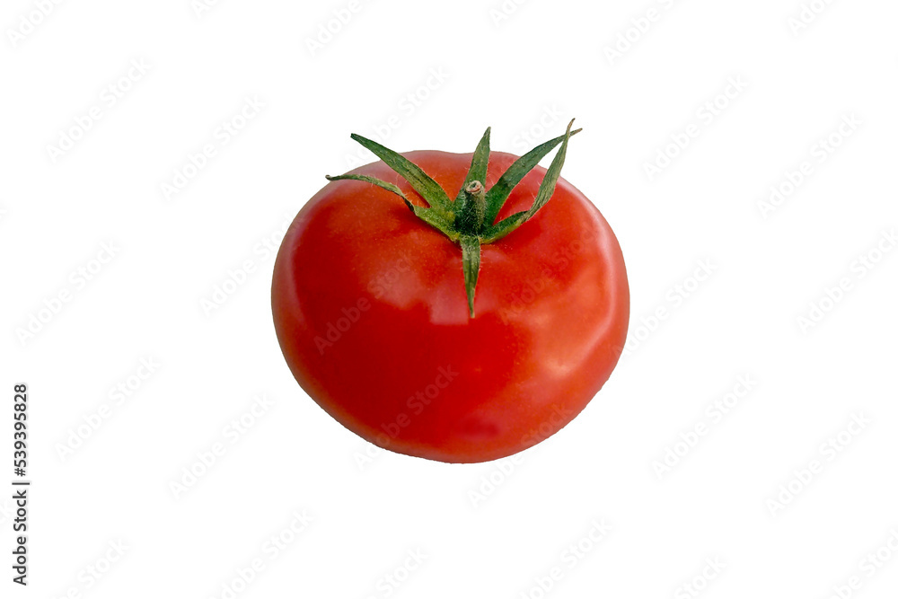 On a white background is a red tomato. Healthy vegetables. On a white background is a red tomato. Healthy vegetables.