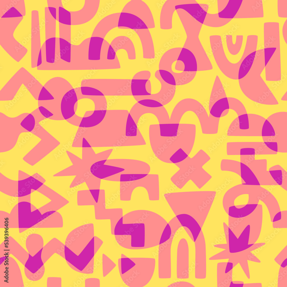 Vector seamless pattern with abstract aesthetic elements. Cute design for wrapping paper, wallpaper, textile, stationery.
