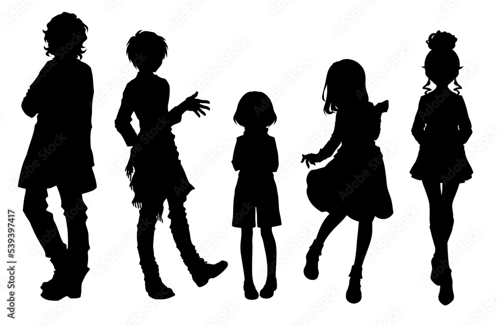 Full body silhouette illustration of cartoon-style character	