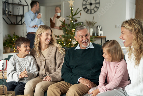 Family of different generation spending time on Christmas time