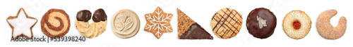 Various Christmas sweets with transparent background
