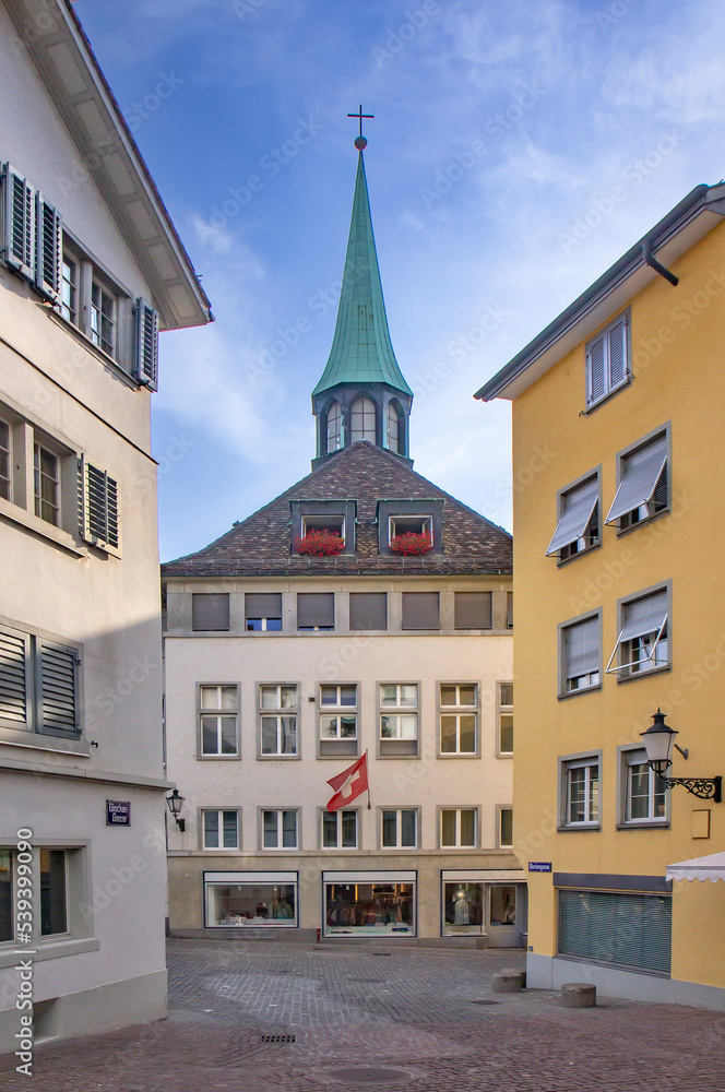 View of the Augustinerkirche church in Zurich, Swiss