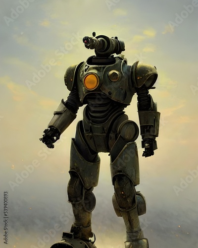 Post Apocalyptic alien armored robot 