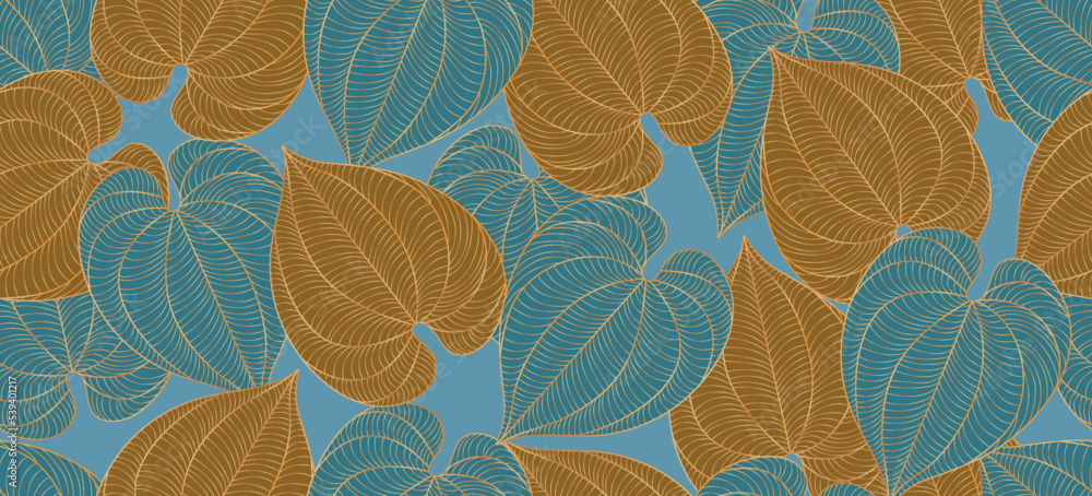 Tropical Leaves Seamless Pattern. Abstract Lines Leaves Background. Floral Wallpaper. Botanical Design for Prints, Surface, Home Decoration, Fabric. Vector Illustration. Tropical Leaves Seamless Pattern. Abstract Lines Leaves Background. Floral Wallpaper. Botanical Design for Prints, Surface, Home Decoration, Fabric. Vector Illustration.