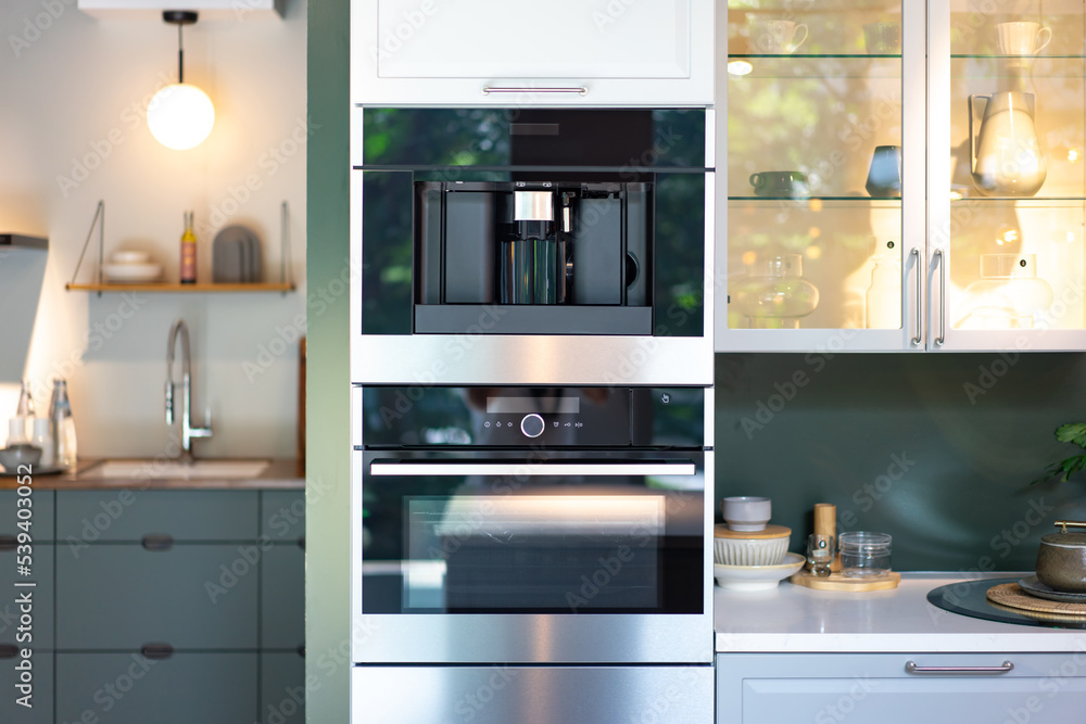 Contemporary and modern Coffee machine building furniture in the kitchen. Contemporary and modern Coffee machine building furniture in the kitchen.
