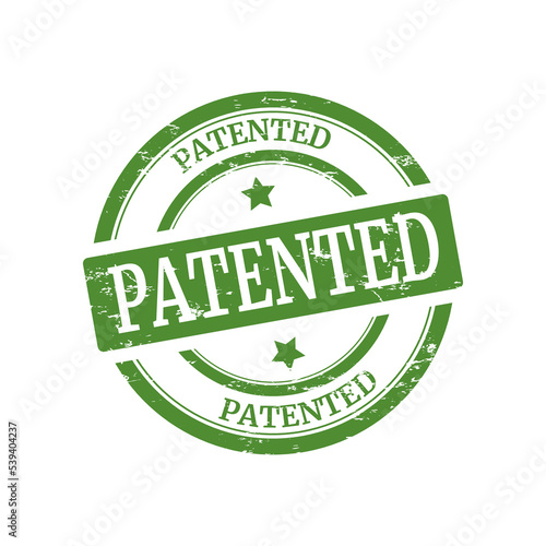 Patented old grunge stamp vector illustration. Patented stamp. Patented icon. Patented rubber imprint.