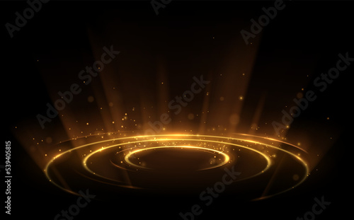 Abstract circle light lines with rays and sparks