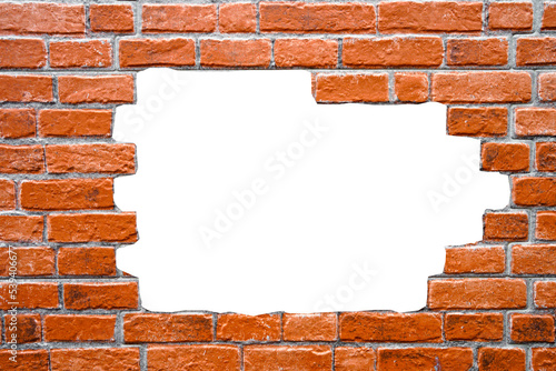 Wallpaper Mural Brick wall with white hole, antique old grunge brown red texture background. Torontodigital.ca