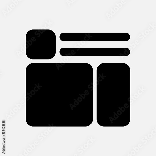 Layout icon in solid style, use for website mobile app presentation