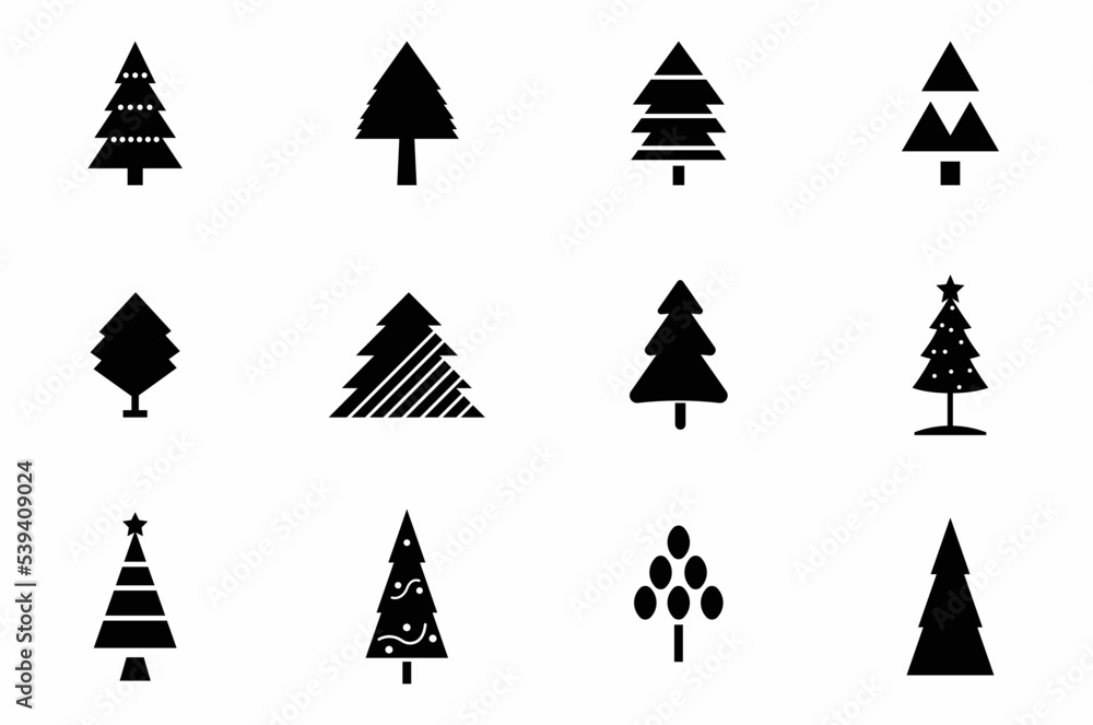 Obraz premium Set of Christmas tree vectors icon