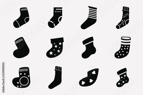 Set of Christmas sock vectors icon photo