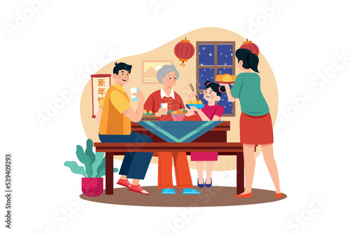 Chinese new year's eve family reunion dinner.