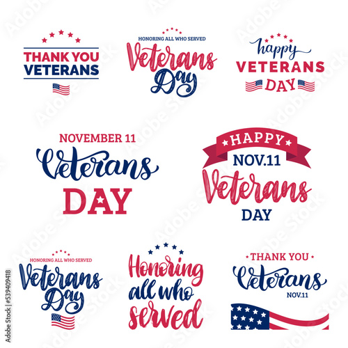 Veterans Day hand lettering. Calligraphy in vector