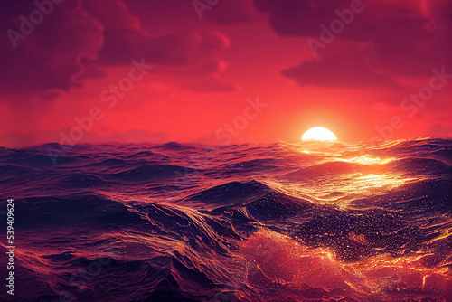 3d illustration of dramatic sky and storm an sea sunset © terra.incognita