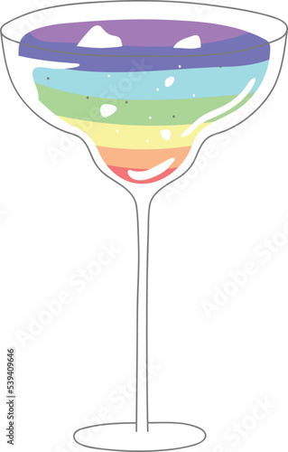 Stylized Rainbow Cocktail Drawing Illustration
