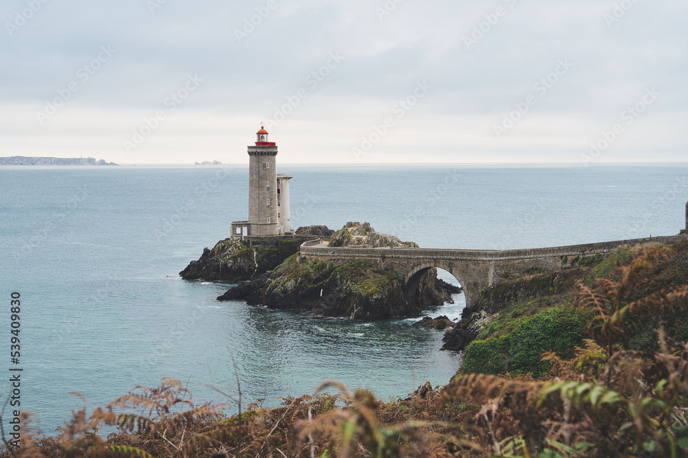 view of the Phare du petit minou in Plouzane, Brittany, France.