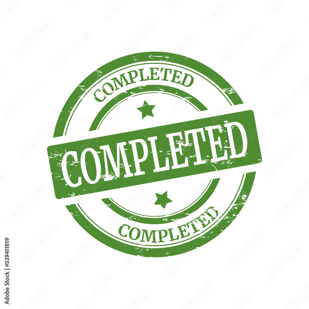 Vector illustration of green completed stamp on white background Vector illustration of green completed stamp on white background