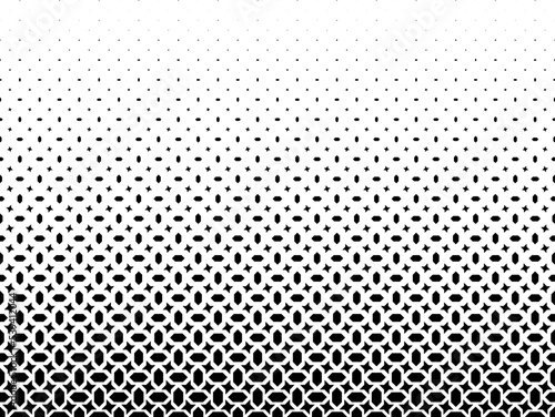 Geometric pattern of black figures on a white background.Scale method