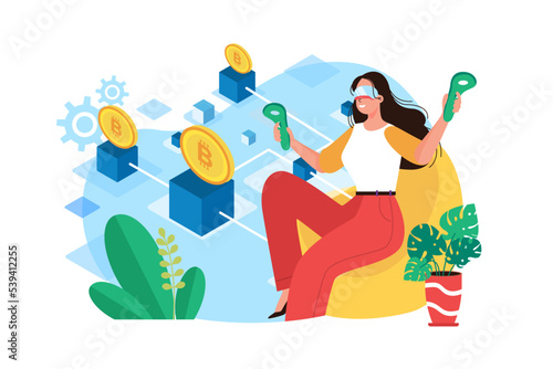AR Blockchain Platform Illustration concept on white background
