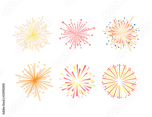 Exploding Firework Sparkle as Festive Show with Flashes of Celebratory Salute Vector Set