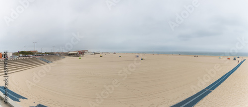 Panoramic full view at the Torreira beach, with tourist people, atlantic ocean in the background, Torreira, Aveiro, Portugal © Miguel Almeida