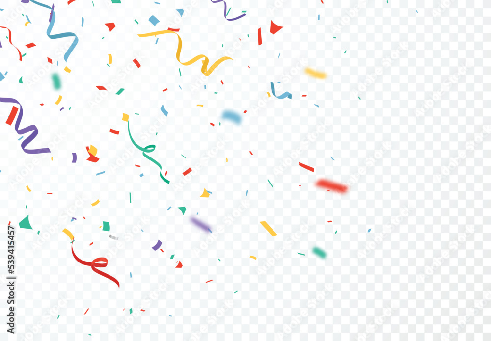 Colorful confetti isolated on transparent background