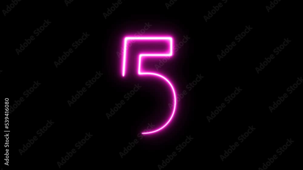 3d animation, neon countdown from ten to zero 3d animation, neon countdown from ten to zero