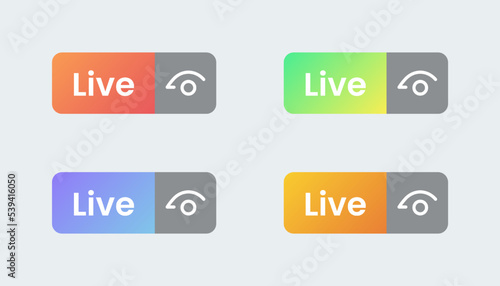 Set of live stream symbol. Colourful gradient icon or button of livestream.