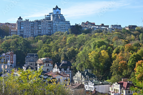 Houses on Andreevsky Spusk in the old city center of Kyiv  photo