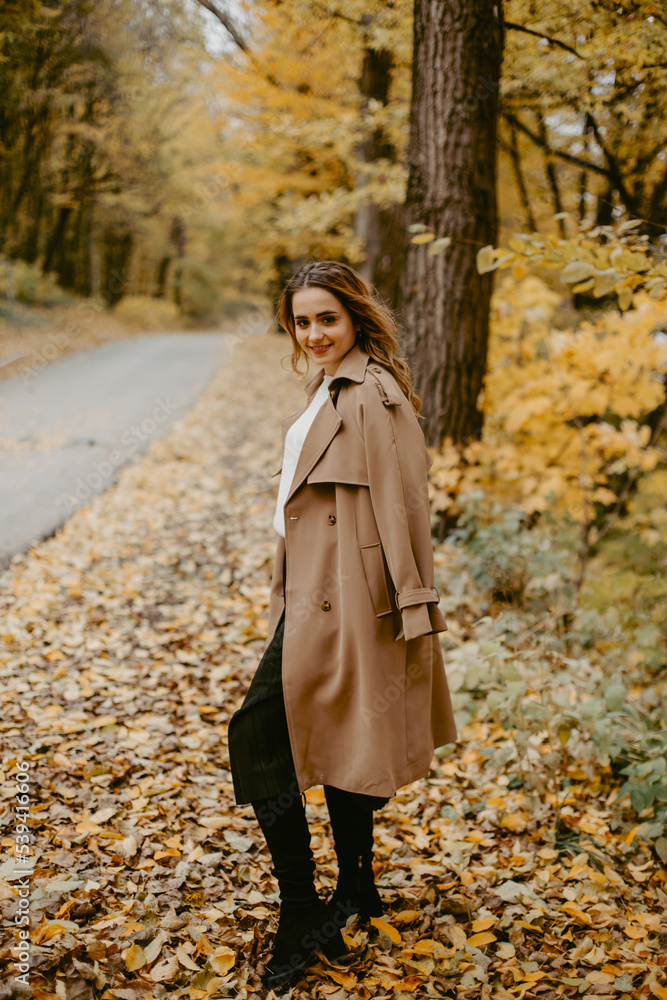 Woman walking in the autumn park, a healthy lifestyle, walk, exercise Woman walking in the autumn park, a healthy lifestyle, walk, exercise