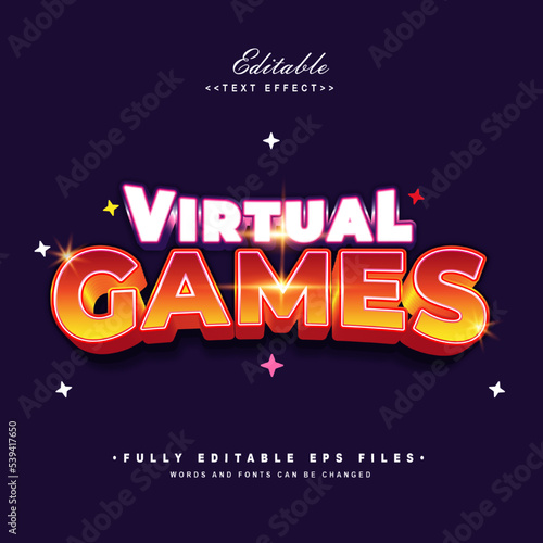editable 3d virtual games editable text effect perfect for digital developer tools.typhography logo