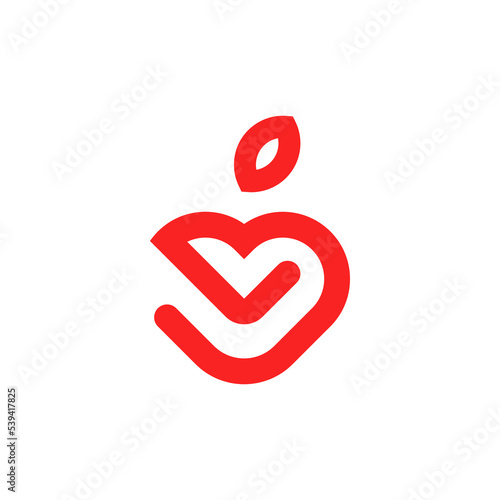 Simple apple icon design. Vector illustration of selflove person hug him or herself shape of an apple. Awesome apple icon design.