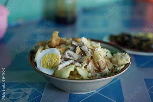 chicken porridge. traditional food from cianjur indonesia photo