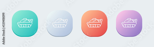 Military tank line icon in flat design style. War weapon signs vector illustration.
