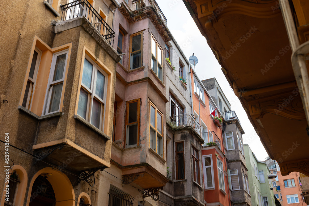 Balat houses. Traditional Turkish Houses in Balat district of Istanbul