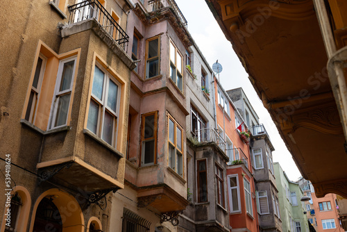 Balat houses. Traditional Turkish Houses in Balat district of Istanbul photo