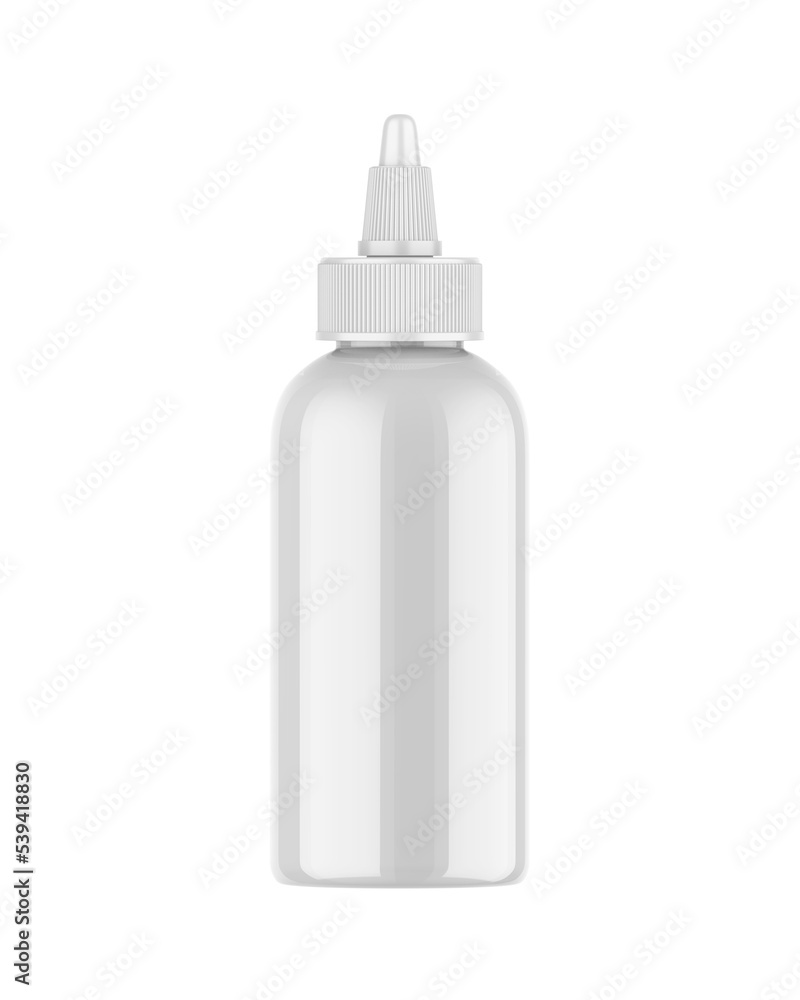 Blank nozzle dropper screw cap bottle mockup, 3d render illustration. Blank nozzle dropper screw cap bottle mockup, 3d render illustration.