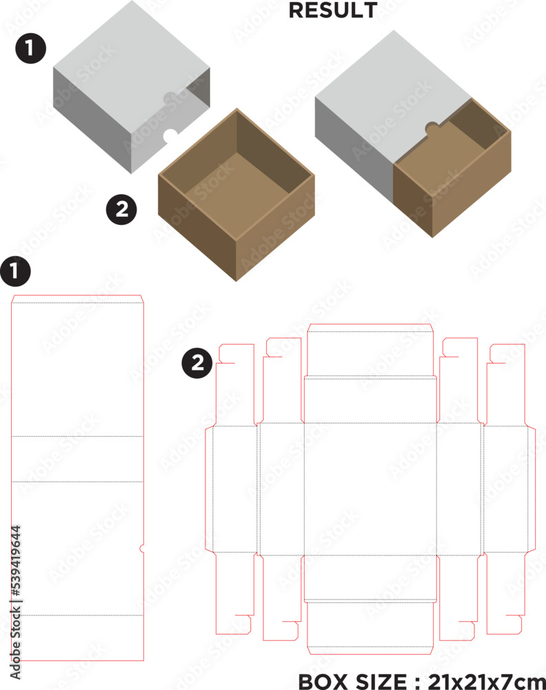 Packaging Die Cut template with final size 21x21x7cm Packaging Die Cut template with final size 21x21x7cm