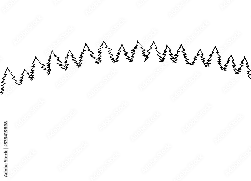 Silhouette of Christmas trees in a row on a white background Silhouette of Christmas trees in a row on a white background