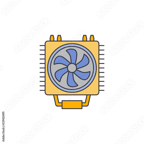 Heatsink fan  icon in color, isolated on white background 