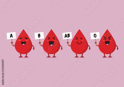 Blood characters with blood types vector illustration